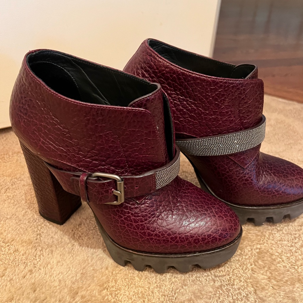 Brunello Cucinelli Burgundy Booties